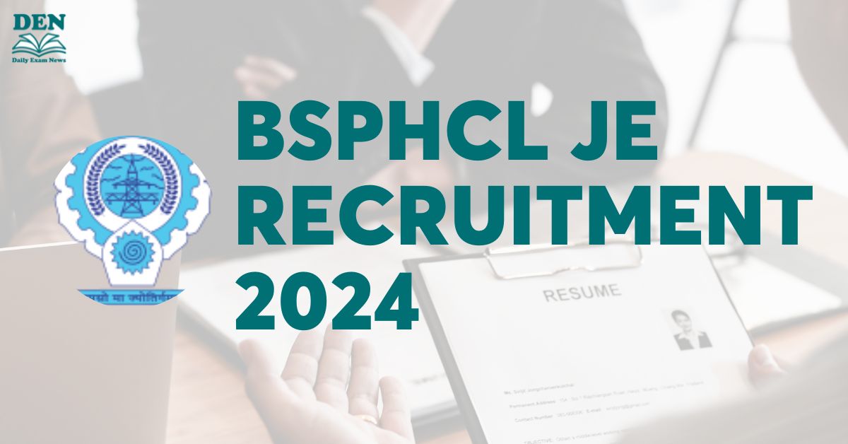 BSPHCL JE Recruitment 2024