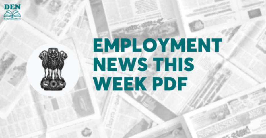 Employment News this week PDF