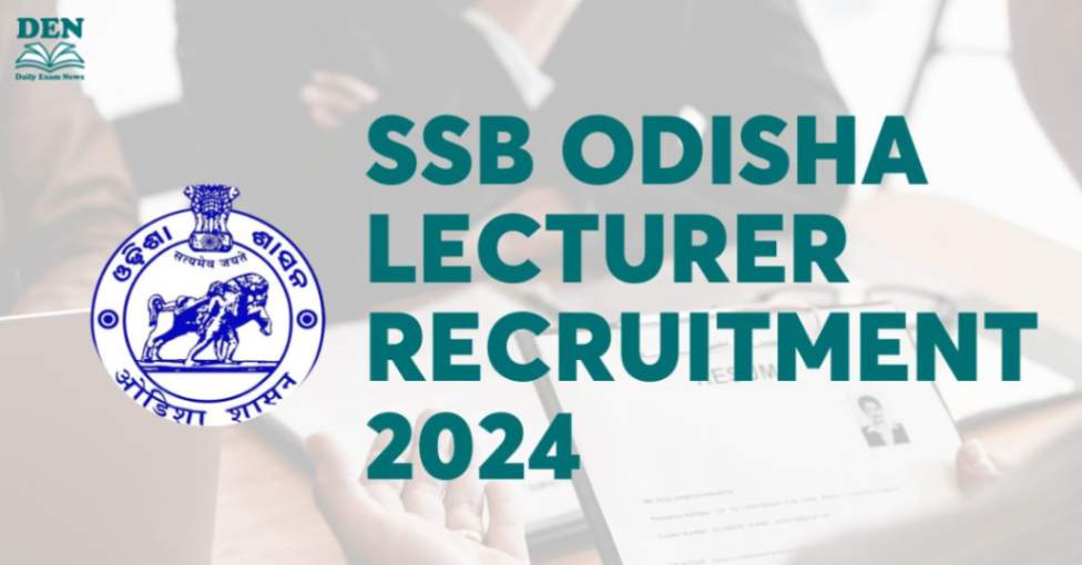 SSB Odisha Lecturer Recruitment 2024