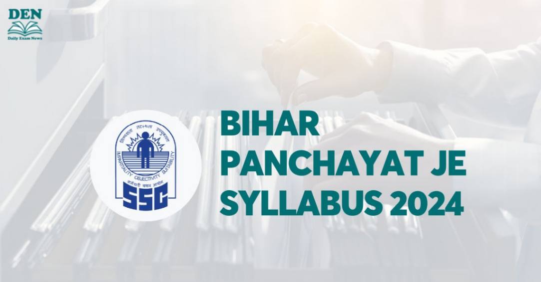 Bihar Panchayat JE Syllabus 2024, Download PDF Here!