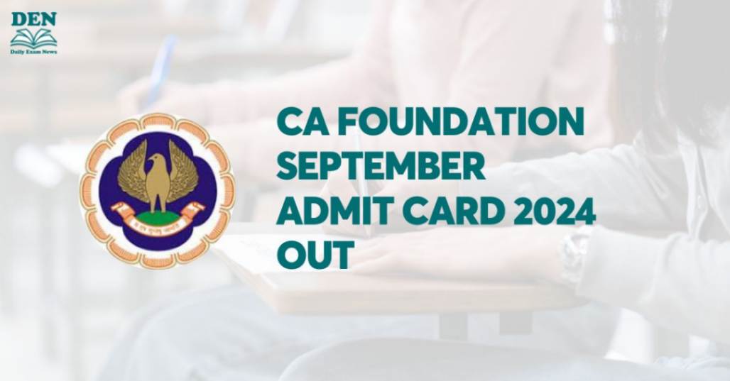 CA Foundation September Admit Card