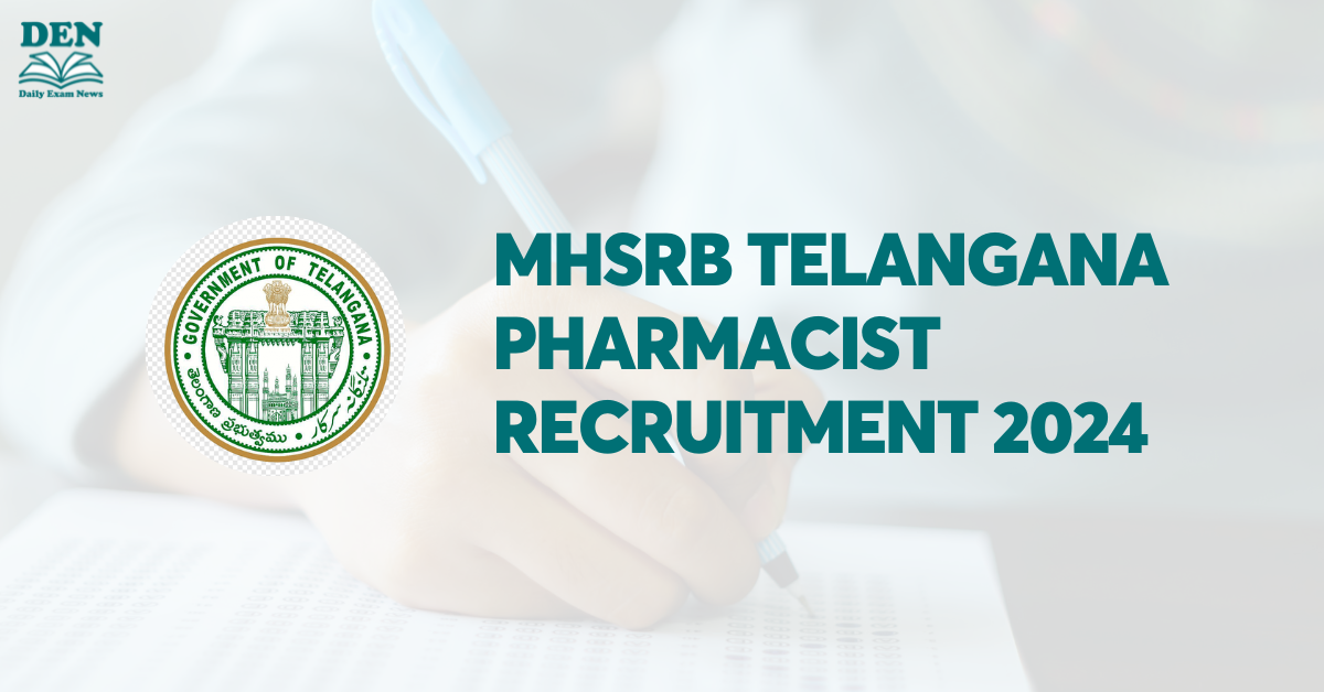 MHSRB Telangana Pharmacist Recruitment 2024: Check Application Steps!