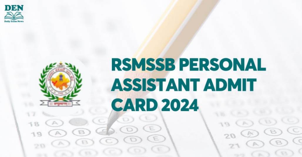 RSMSSB Personal Assistant Admit Card